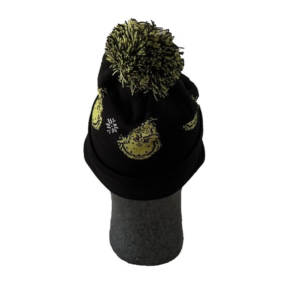American Eagle Black Grinch Hat Beanie Cuff Pom Pom NWT - Picture 4 of 8